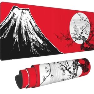 Red and Black Mountain Moon Gaming Mouse Pad Extended Large Mousepad 31.5 X 11.8